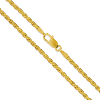 Superior Silver 2.3mm rope chain necklace in 14kt gold plated 925 sterling silver with a lobster claw clasp.