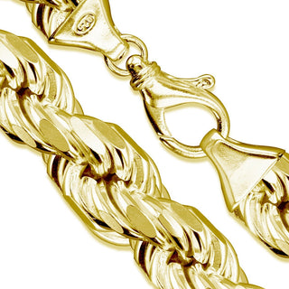 Superior Silver 18mm rope chain necklace in 14kt gold plated 925 sterling silver with a lobster clasp