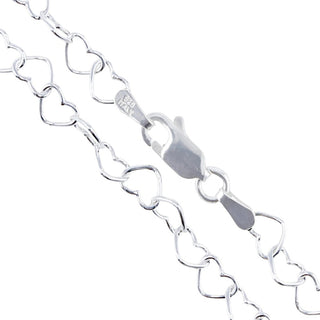 Superior Silver 5.4mm heart link chain necklace crafted in polished 925 sterling silver with a lobster clasp.
