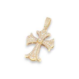 Flared Fleur Cross Moissanite Pendant | 925 Sterling Silver or Gold Vermeil