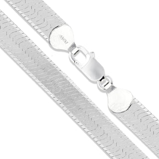 Superior Silver 7.2mm herringbone chain in polished 925 sterling silver with a secure lobster clasp, made in Italy.