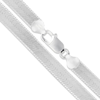 Superior Silver 5.4mm herringbone chain in polished 925 sterling silver with a lobster clasp, made in Italy.