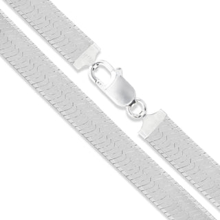 Superior Silver 11.5mm wide herringbone chain necklace crafted from polished 925 sterling silver with lobster clasp