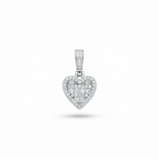 Hidden Halo Pave Heart Bezel Pendant With Round Moissanite Stone
