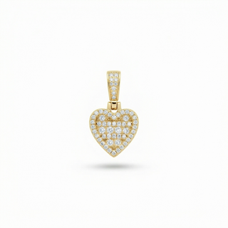 Hidden Halo Pave Heart Bezel Pendant With Round Moissanite Stone