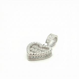Hidden Halo Pave Heart Bezel Pendant With Round Moissanite Stone