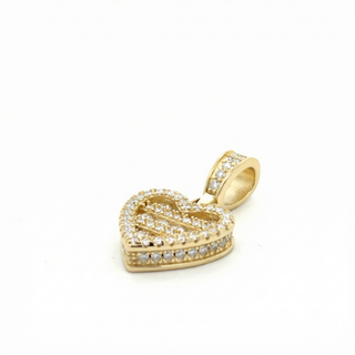 Hidden Halo Pave Heart Bezel Pendant With Round Moissanite Stone