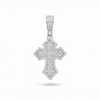 Superior Silver iced gothic cross pendant in 925 sterling silver with 0.8ct VVS D moissanite pave stones.