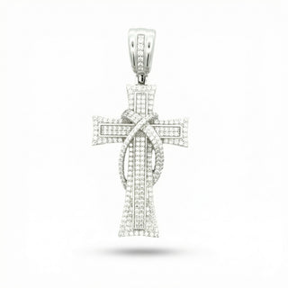 Superior Silver iced out cross pendant in 925 sterling silver with 1.3ct VVS moissanite stones in micro pave setting