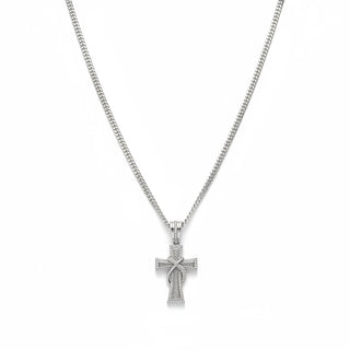 Superior Silver iced out cross pendant in 925 sterling silver with 1.3ct VVS moissanite stones and micro pave detail.