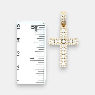 Iced 3.35TCW Channel Set Cross VVS1 Moissanite 925 Sterling Silver or Gold Vermeil