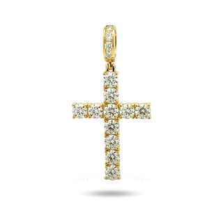 Classic prong-set moissanite cross pendant in yellow gold vermeil over sterling silver
