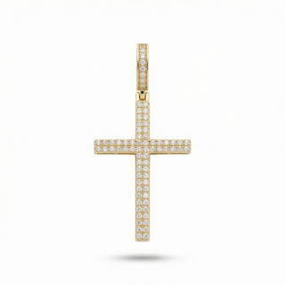Double Row Micro Pavé Cross VVS 1.2CT Moissanite 925 Sterling Silver or Gold Vermeil