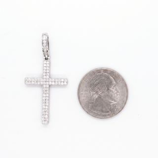 Double Row Micro Pavé Cross VVS 1.2CT Moissanite 925 Sterling Silver or Gold Vermeil