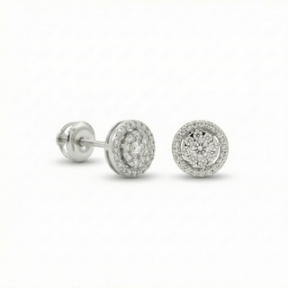 Mini Round Halo Earrings VVS Moissanite 925 Sterling Silver or Gold Vermeil