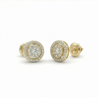 Mini Round Halo Earrings VVS Moissanite 925 Sterling Silver or Gold Vermeil