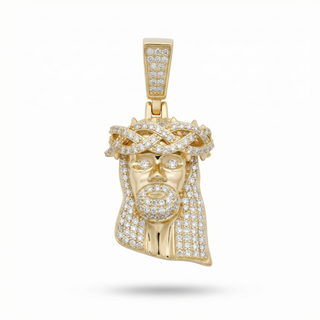 1.55 ct Iced Out Jesus Pendant with VVS D Moissanite Stones