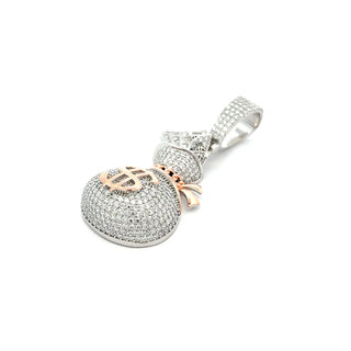 Money Bag Iced Out VVS 3.2CT Moissanite 925 Sterling Silver or Gold Vermeil