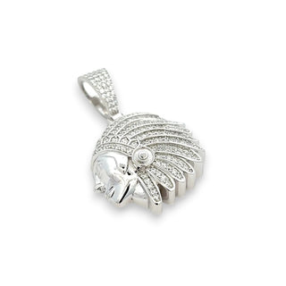 Native American Cheif Iced Out VVS 1.5CT Moissanite 925 Sterling Silver or Gold Vermeil