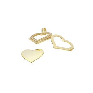 Superior Silver open heart moissanite pendant in yellow gold vermeil, front view.