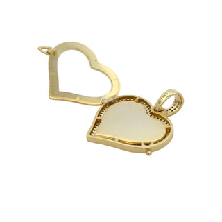 Superior Silver open heart moissanite pendant in gold vermeil showing the flat profile and hinged bail.