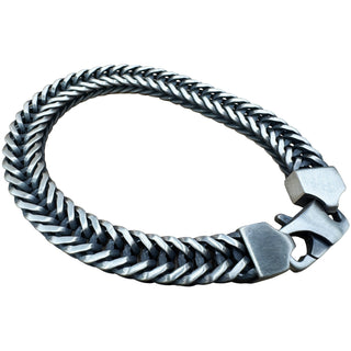 Superior Silver 9.7mm oval franco chain bracelet in oxidized 925 sterling silver with a sturdy lobster clasp.