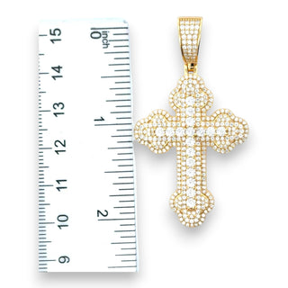 0.6CT Gothic Budded Cross with Tennis Center Moissanite Pendant