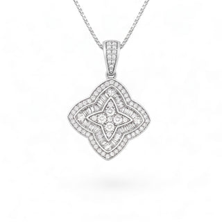 Superior Silver 925 sterling silver quatrefoil floral pendant with sparkling cubic zirconia stones