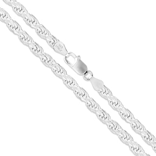 Superior Silver 3.4mm rope chain necklace crafted from rhodium plated 925 sterling silver with a lobster clasp