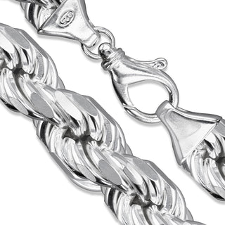 Superior Silver 18mm rope chain necklace in rhodium plated 925 sterling silver with a secure lobster clasp