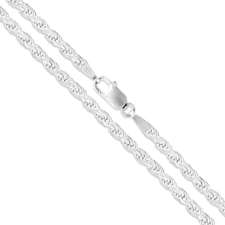 Superior Silver 2.9mm rope chain necklace crafted from rhodium plated 925 sterling silver with a lobster clasp