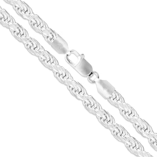 Superior Silver 5.8mm rope chain necklace in rhodium plated 925 sterling silver with a secure lobster clasp