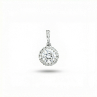 .5 CT Round Halo + Hidden Halo Cushion Moissanite VVS D Pendant