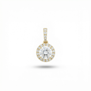 .5 CT Round Halo + Hidden Halo Cushion Moissanite VVS D Pendant