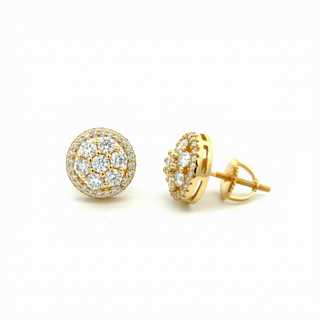 Round Honeycomb Halo Cluster Stud VVS Moissanite 7.5MM, 1.2ct