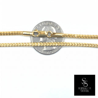 Superior Silver 18-inch rounded Franco chain in 14kt yellow gold over 925 sterling silver with a lobster clasp.