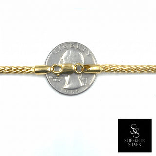 Superior Silver 20-inch 3.3mm rounded Franco link chain in 14kt yellow gold over 925 sterling silver with lobster clasp