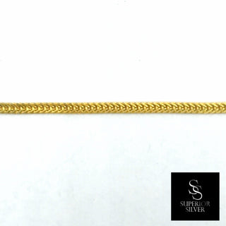 Superior Silver 24-inch rounded Franco link chain in 14kt yellow gold over solid 925 sterling silver