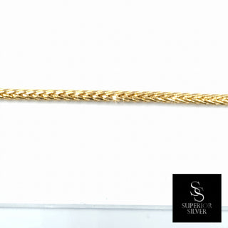 Superior Silver 3.3mm rounded Franco chain necklace crafted from 14kt yellow gold over solid 925 sterling silver.