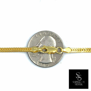 Superior Silver 24-inch rounded Franco chain in 14kt yellow gold over 925 sterling silver with a lobster clasp
