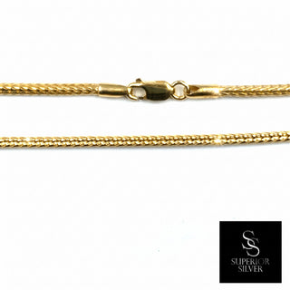 Superior Silver 20-inch rounded Franco link chain in 14kt yellow gold over 925 sterling silver with lobster clasp