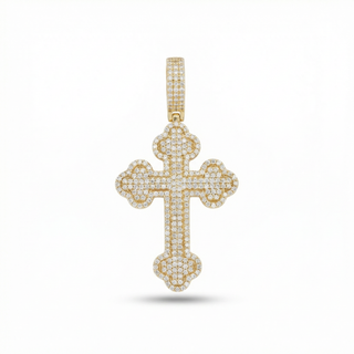 Gothic Pavé VVS D Moissanite Cross with Iced Bale 925 Sterling Silver