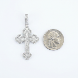 Gothic Pavé VVS D Moissanite Cross with Iced Bale 925 Sterling Silver