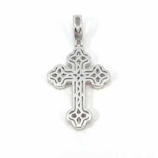Gothic Pavé VVS D Moissanite Cross with Iced Bale 925 Sterling Silver