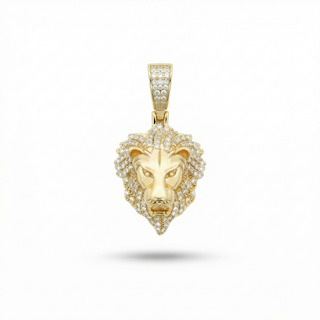 Iced Out Lions Head Moissanite VVS D Pendant with Solid 925 Sterling Silver
