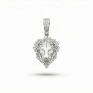 Iced Out Lions Head Moissanite VVS D Pendant with Solid 925 Sterling Silver