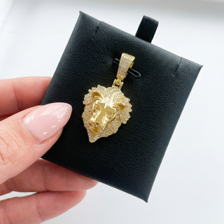 Iced Out Lions Head Moissanite VVS D Pendant with Solid 925 Sterling Silver