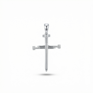 Nail cross moissanite lined pendant VVS 0.8CT 925 Sterling Silver or Gold Vermeil
