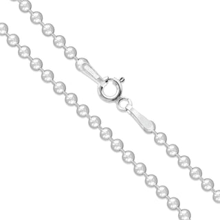 Superior Silver 1.5mm bead chain necklace crafted from polished 925 sterling silver with a secure spring clasp.