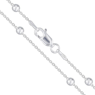 Superior Silver 1.2mm cable bead chain necklace crafted from polished 925 sterling silver with a lobster clasp.
